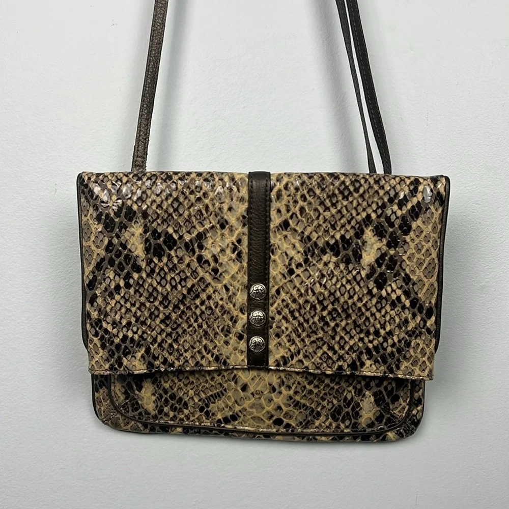 Brighton Snakeskin Crossbody Bag - Brown and Black